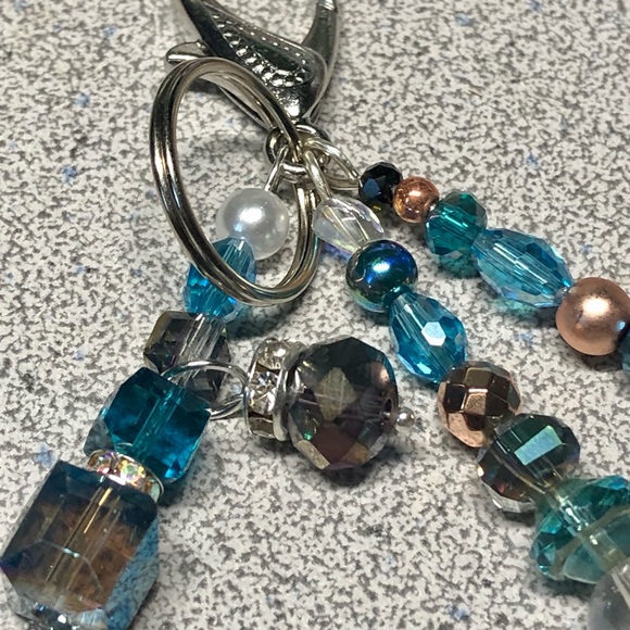 Pretty blues key chain, fob, zipper pull -purse bling - Picture 3 of 9
